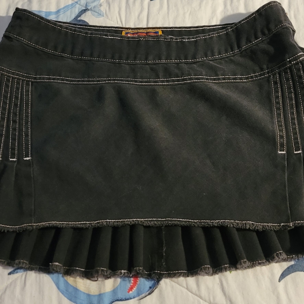 Y2K Blue Asphalt black denim Lil baddie skirt grunge